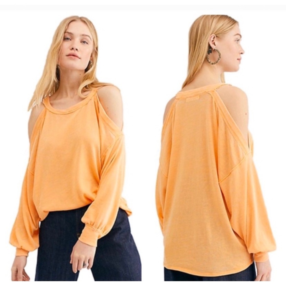 Free People We The Free Orange Cold Shoulder Top.
